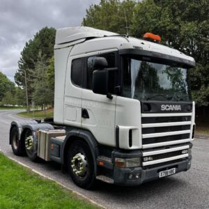 2000 Scania 124L 420 6X2 Mid Lift Axle PDE Engine Twin Steer Sliding 5th Wheel Manual Tractor Unit - X798HBE